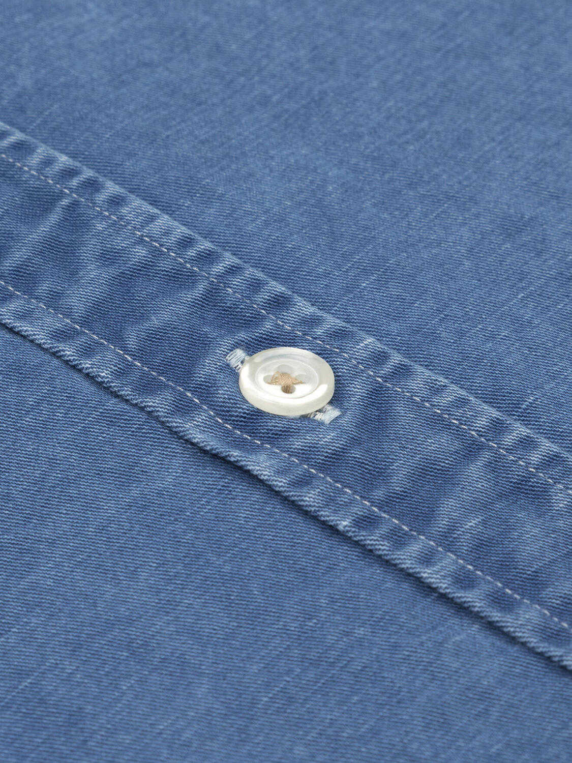 Chemise col mao Tim en lin indigo