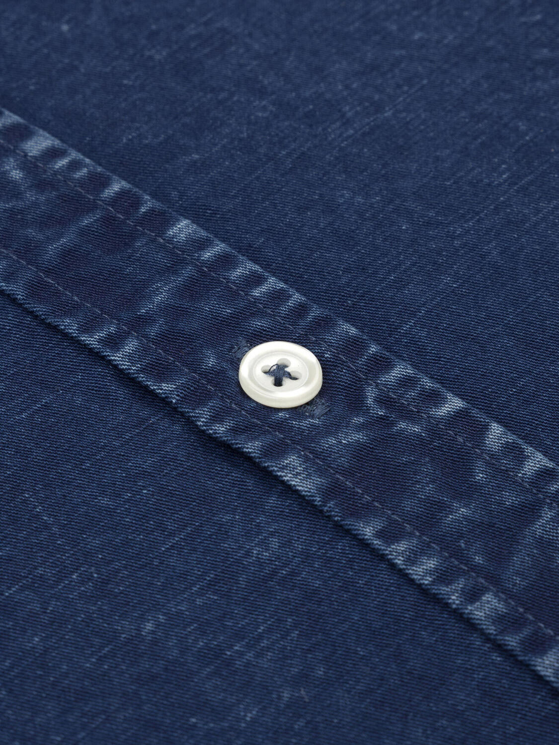Tim dark indigo mandarin collar linen shirt