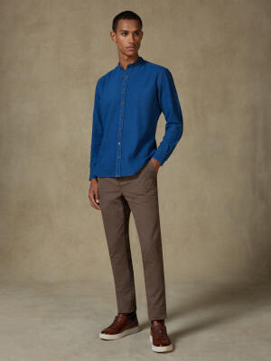 Camicia Tucker in indigo - Collo alla coreana