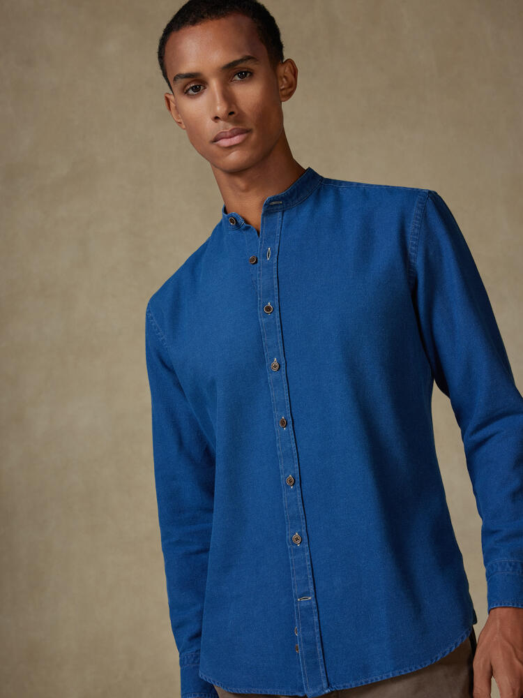Chemise Tucker indigo - Col mao
