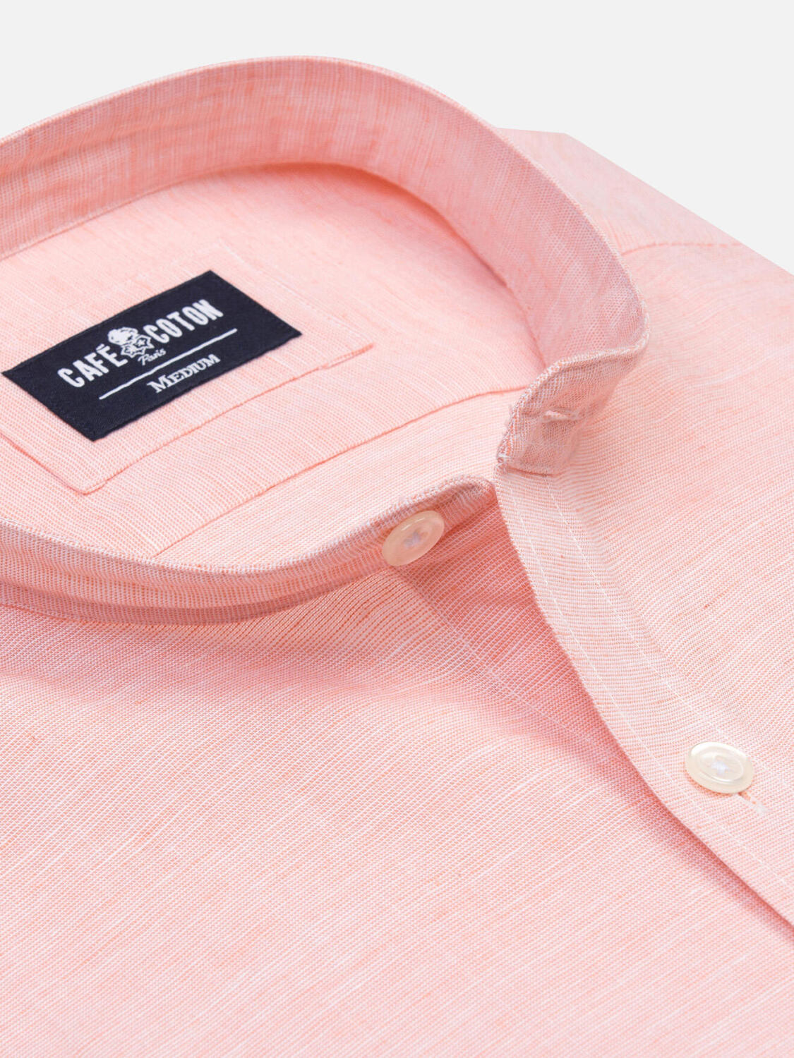 Camicia con collo alla coreana Wayne in lino arancione