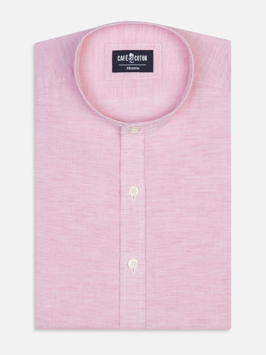 Wayne pink mandarin collar linen shirt