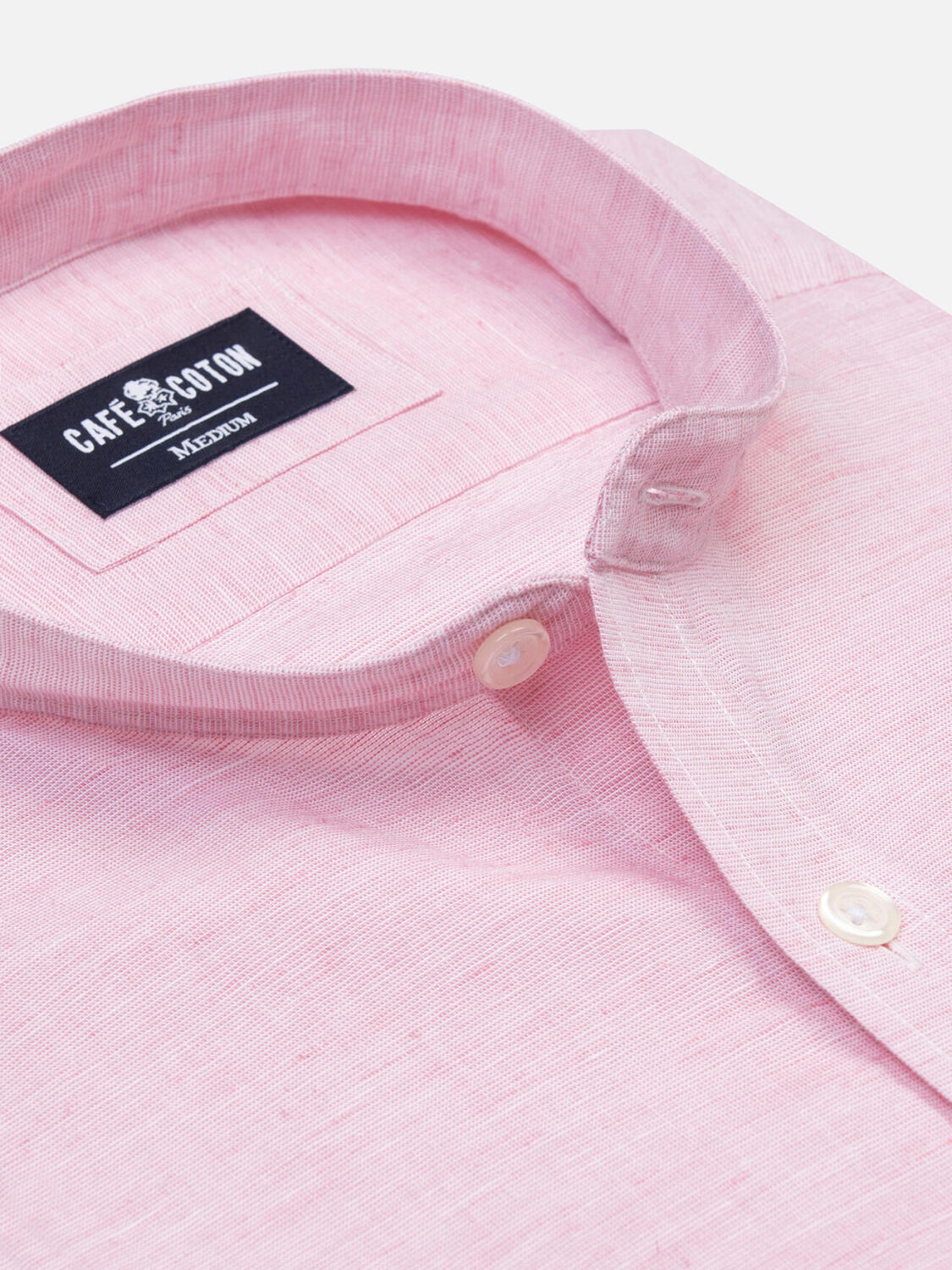 Wayne pink mandarin collar linen shirt