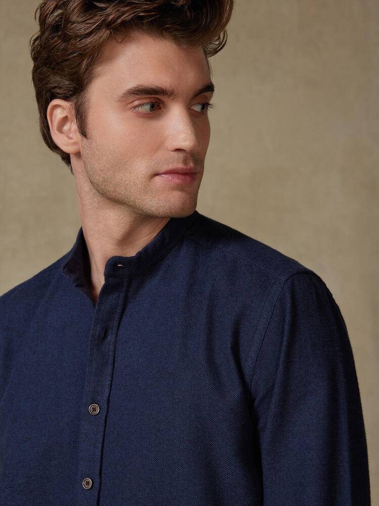 Camicia Wessow in flanella blu navy