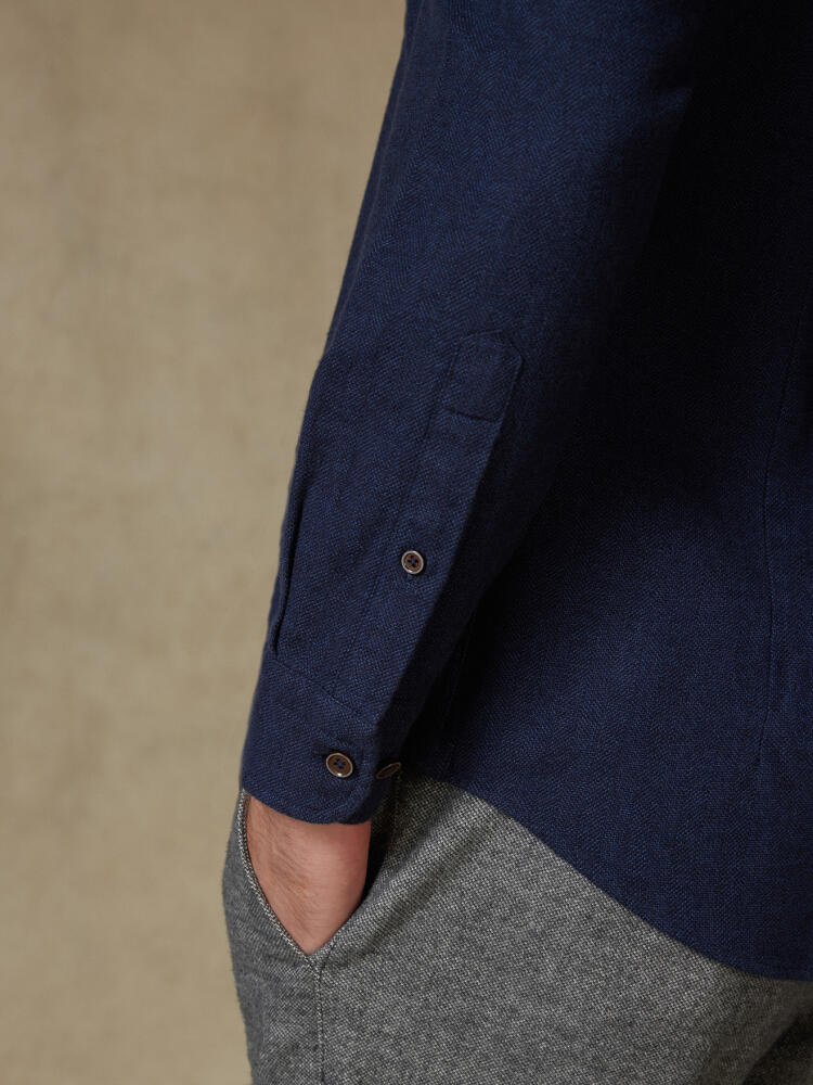 Camicia Wessow in flanella blu navy