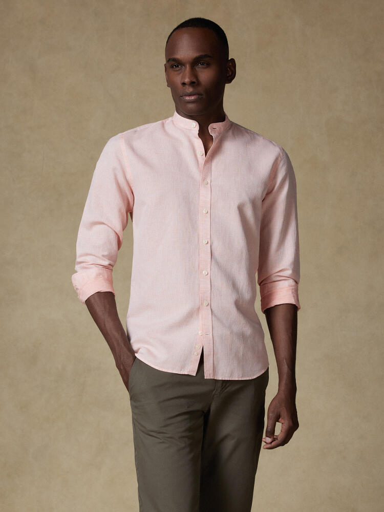 Camisa con cuello mao Zack de lino naranja