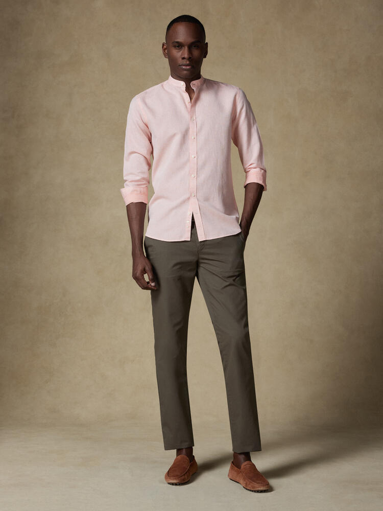 Camisa con cuello mao Zack de lino naranja