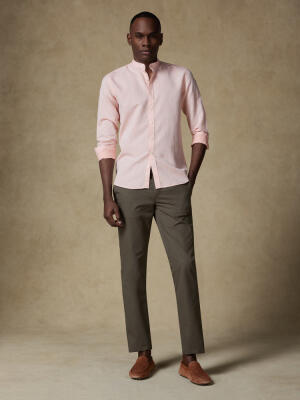 Camisa con cuello mao Zack de lino naranja