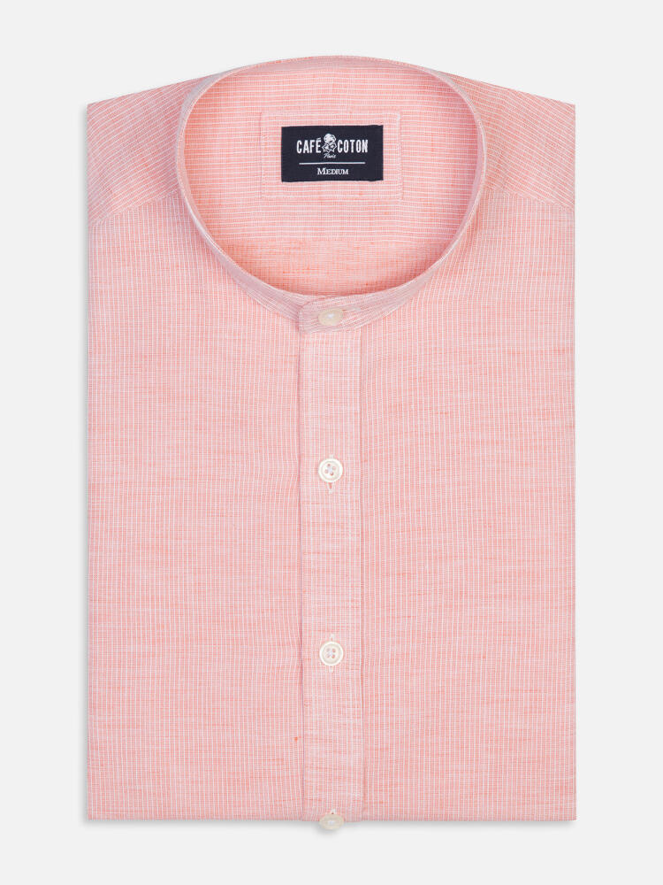 Camisa con cuello mao Zack de lino naranja