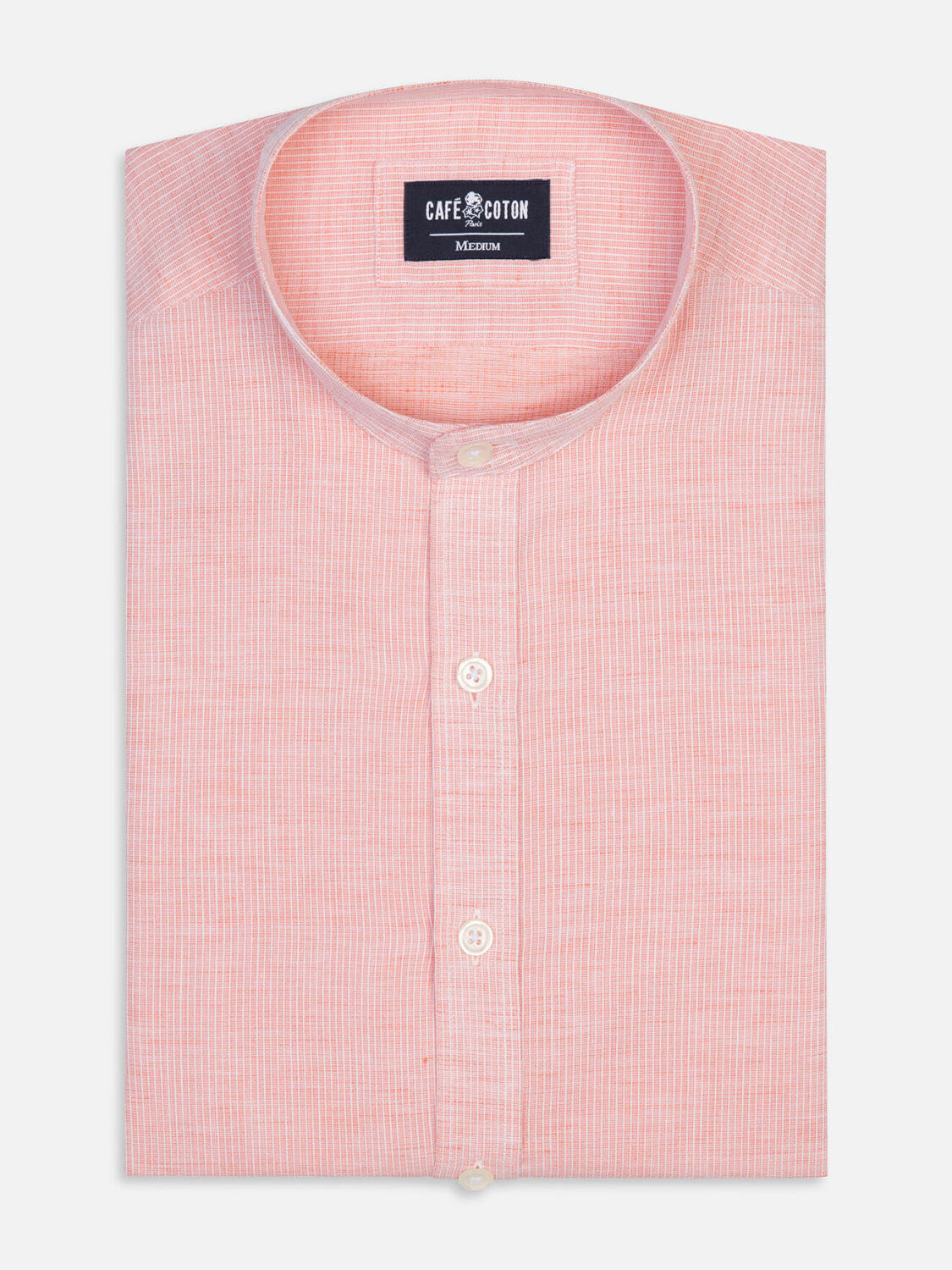 Zack orange mandarin collar linen shirt