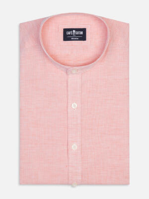 Camisa con cuello mao Zack de lino naranja
