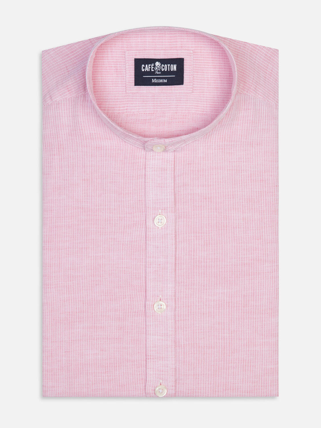 Camisa con cuello mao Zack de lino rosa