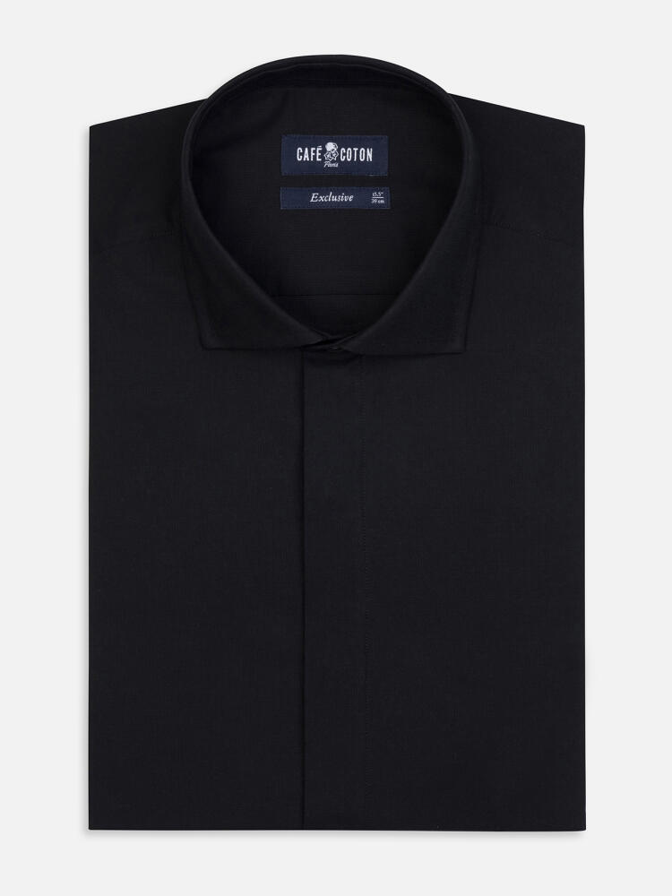 Alban shirt with hidden throat - Black