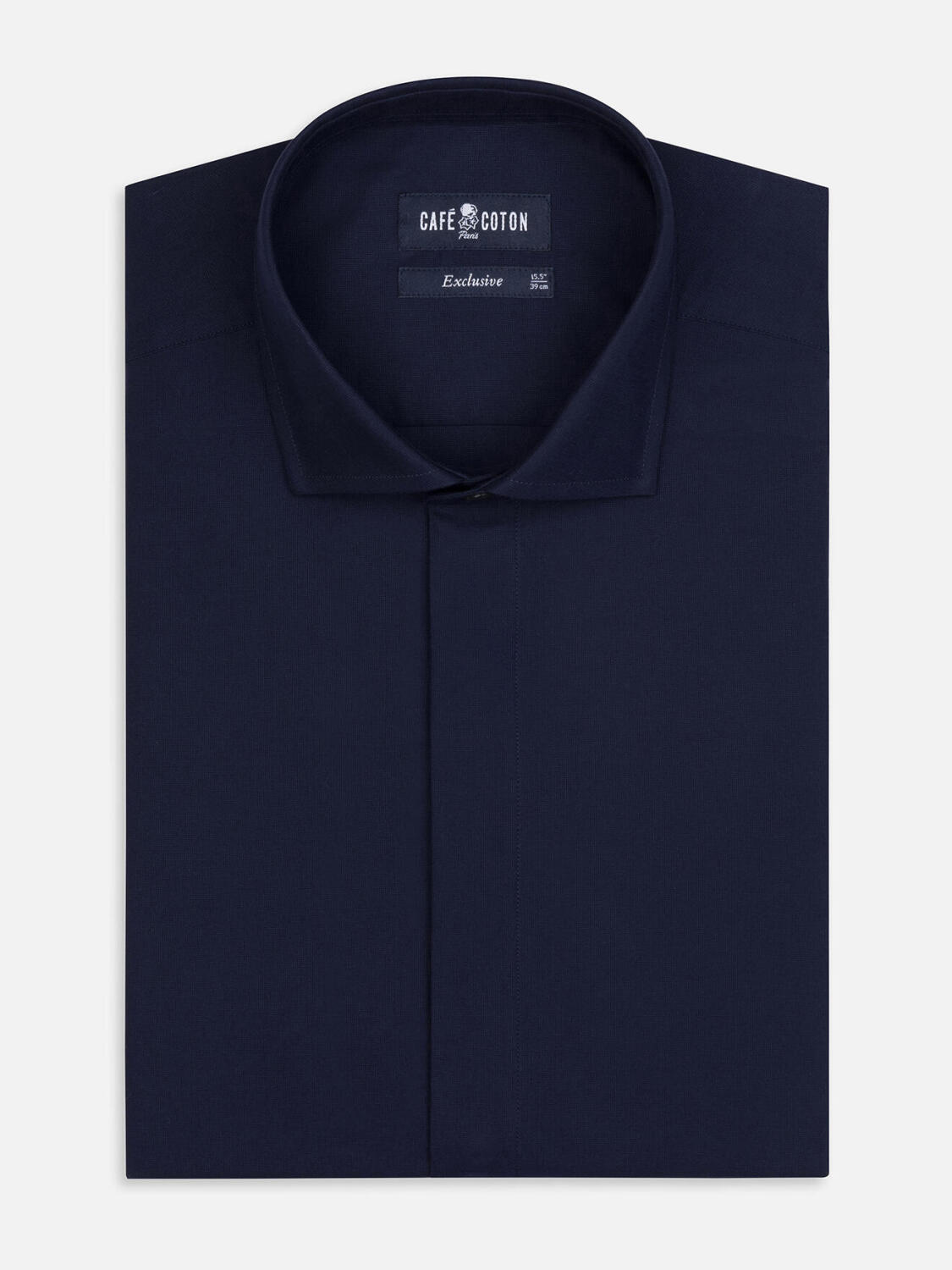 Alban shirt with hidden throat - Navy