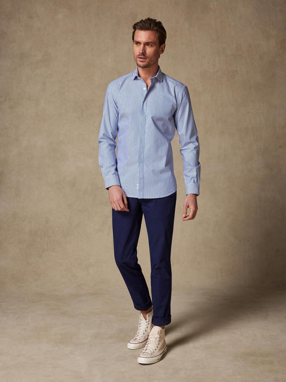 Barney navy striped shirt  - Hidden Placket