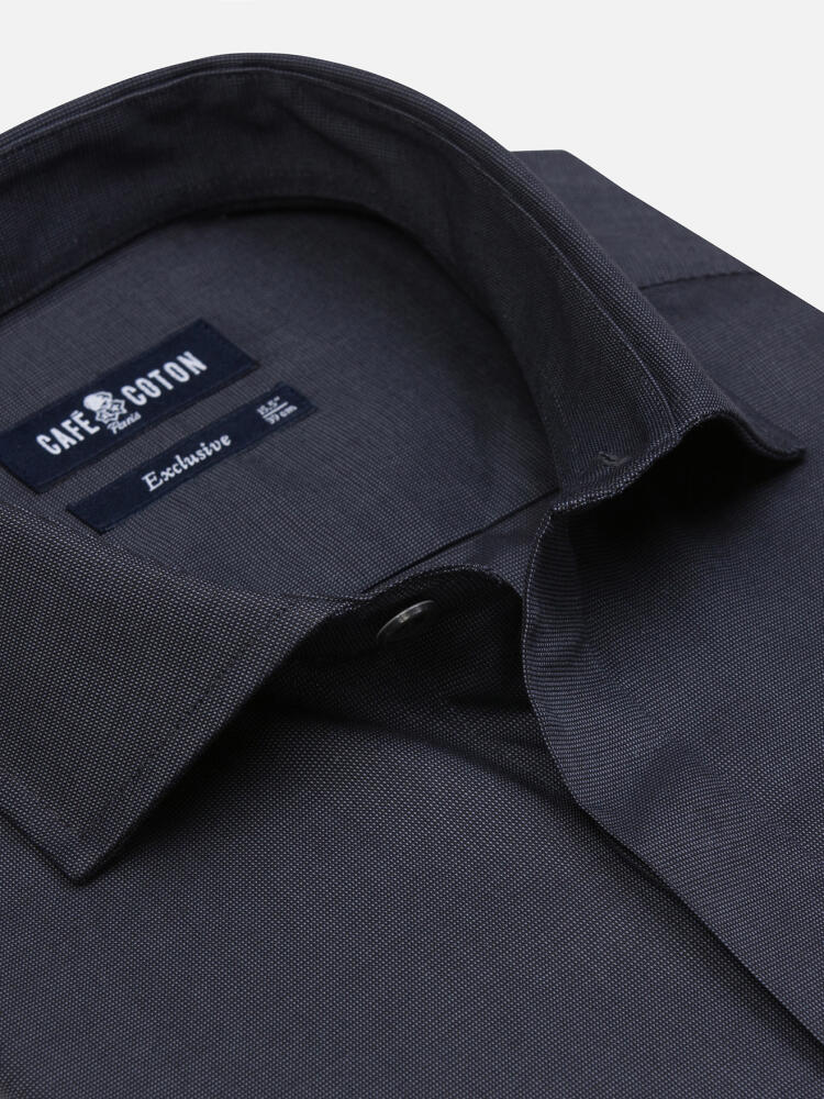 Bob charcoal micro-oxford shirt - Hidden Placket