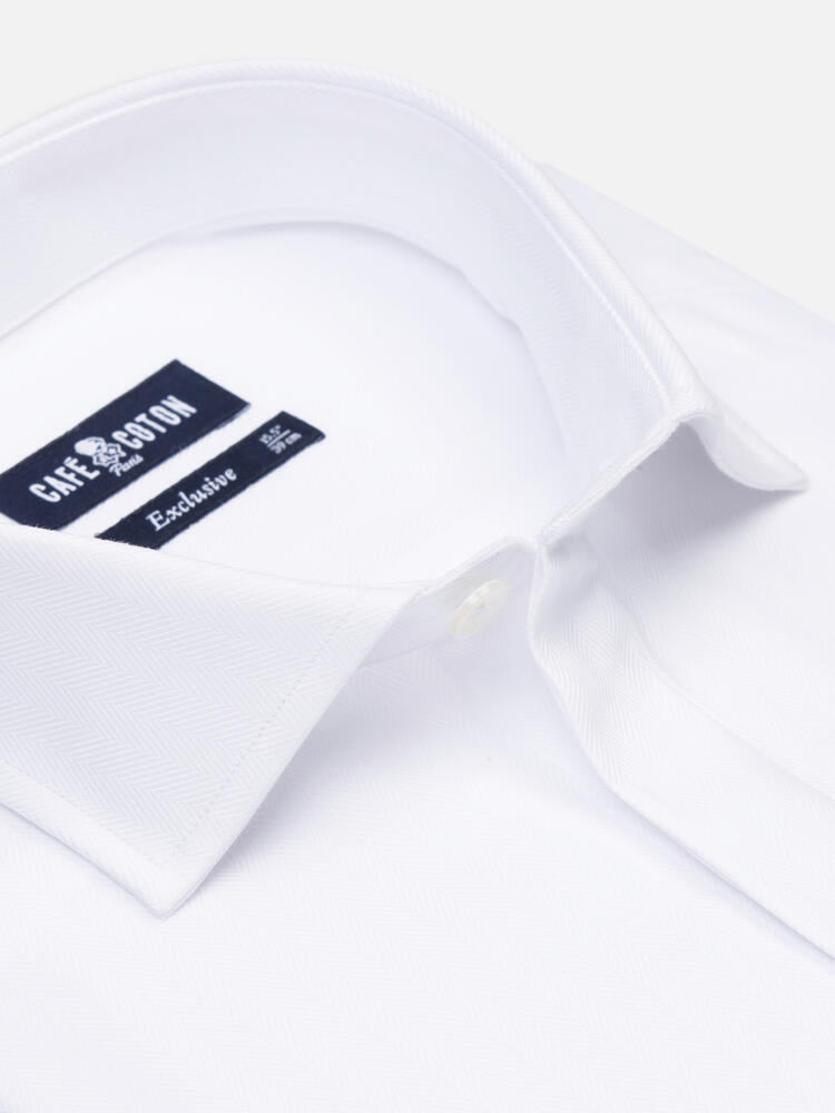 Hidden placketHerringbone shirt - White