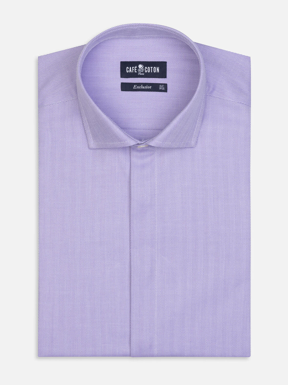 Chemise en chevron parme  - Gorge cachée