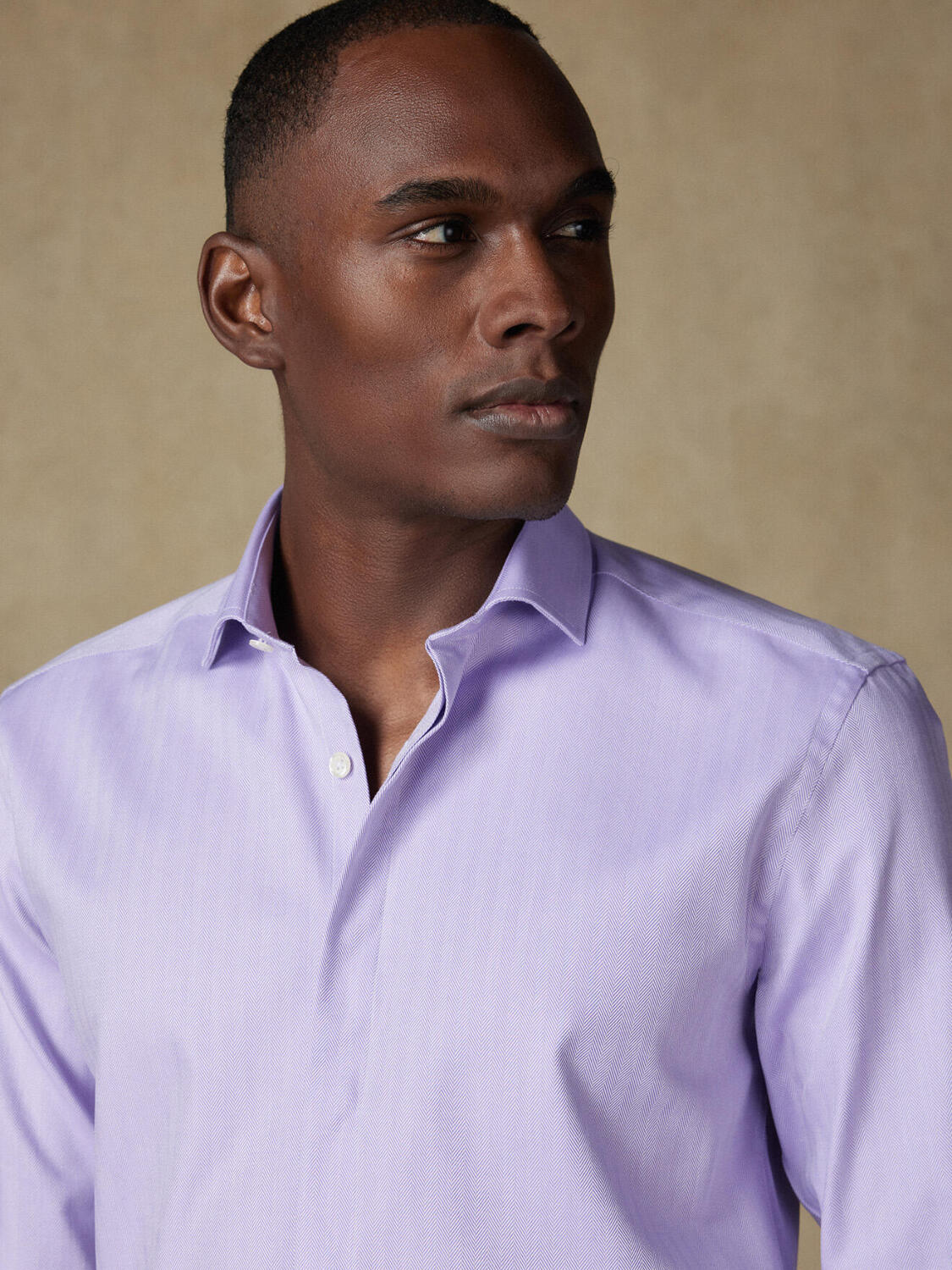 Chemise en chevron parme  - Gorge cachée