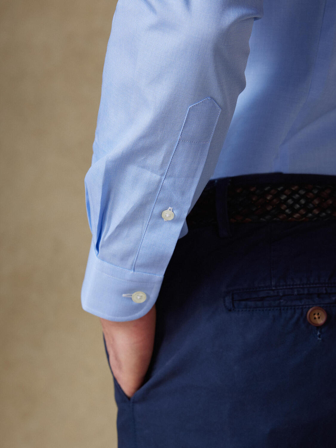 Daria hemelsblauw poplin overhemd - Verborgen keel