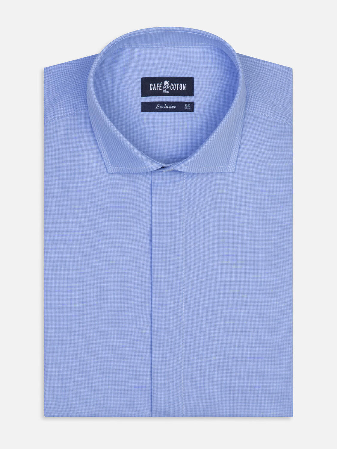 Daria hemelsblauw poplin overhemd - Verborgen keel