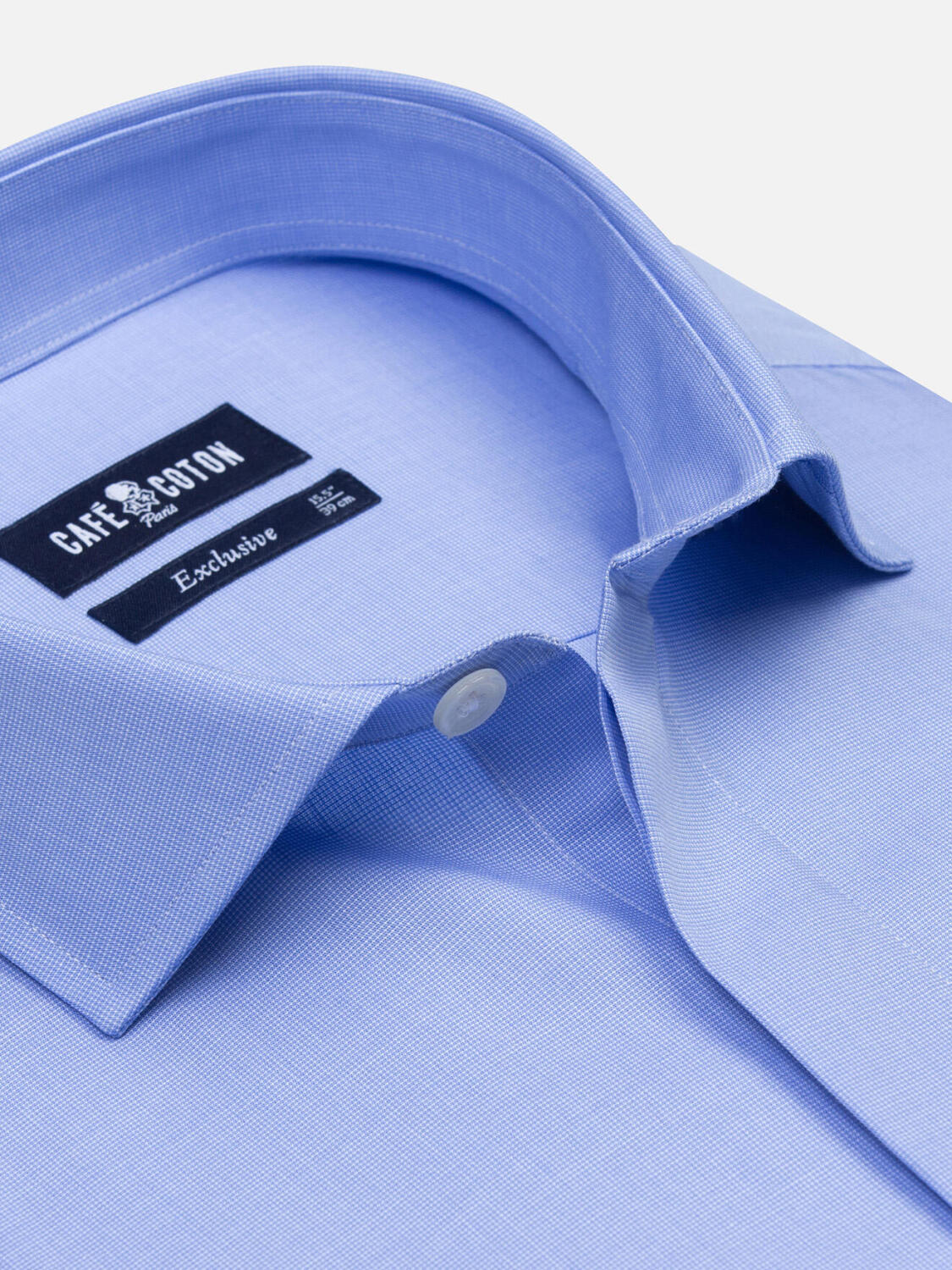 Daria hemelsblauw poplin overhemd - Verborgen keel