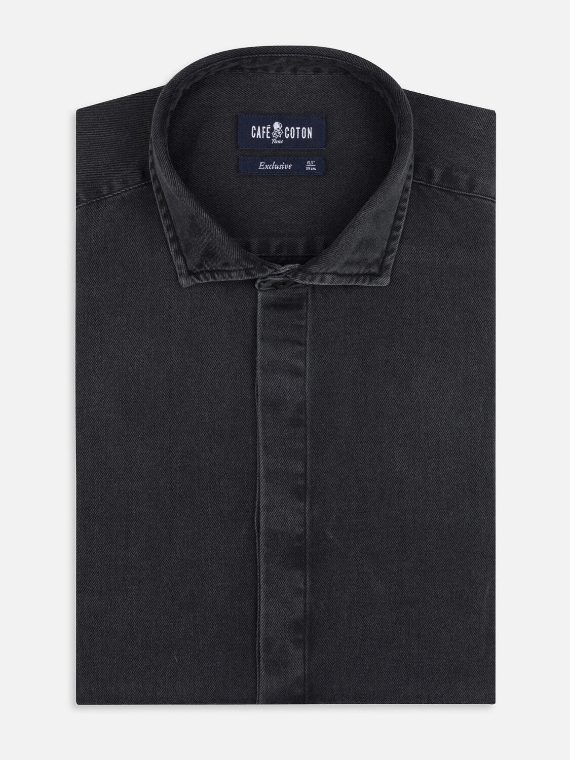 Chemise Gustav en denim carbone  - Gorge cachée
