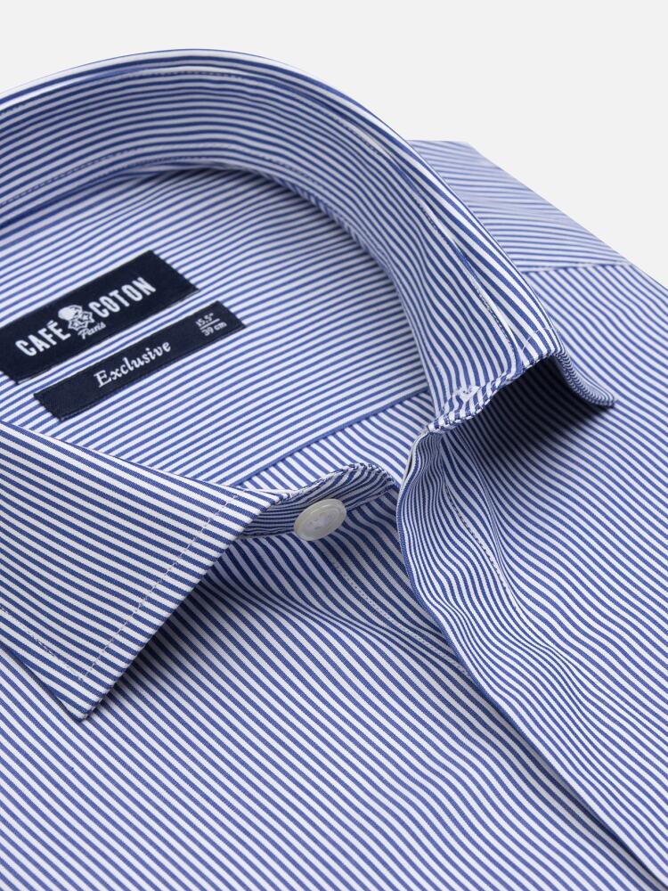 Menthon stripe shirt - Navy - Hidden Placket