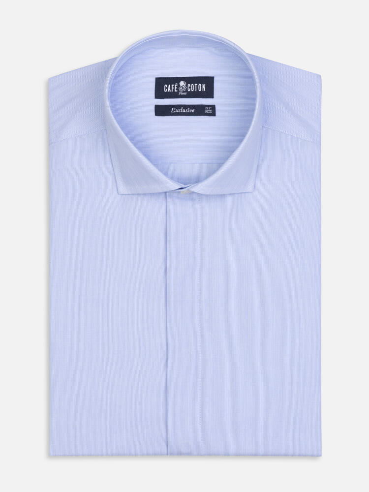 Pinstripe shirt - Blue sky - Hidden Placket