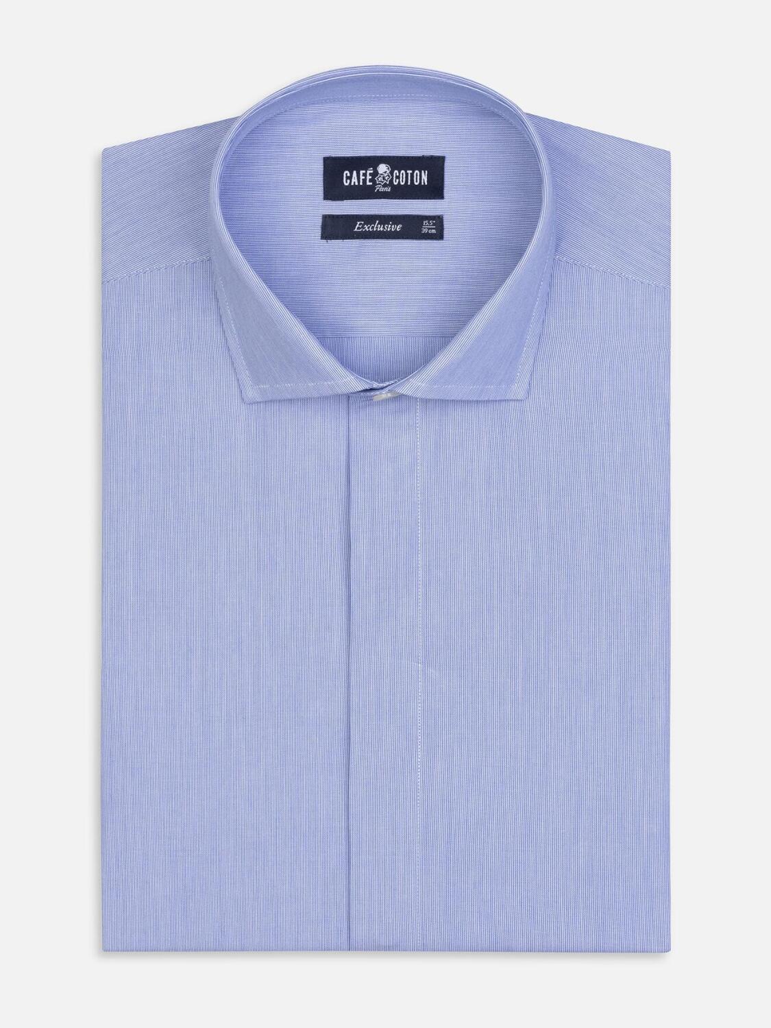 Chemise en mille raies bleue - Gorge Cachée