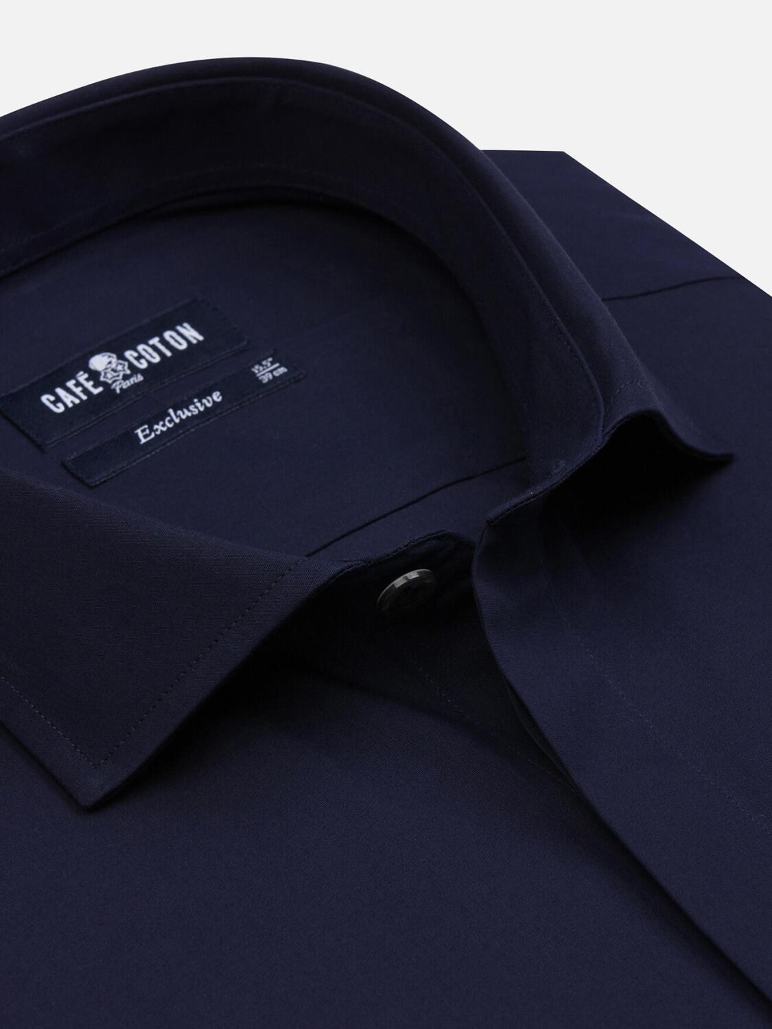 Poplin shirt with hidden throat - Navy