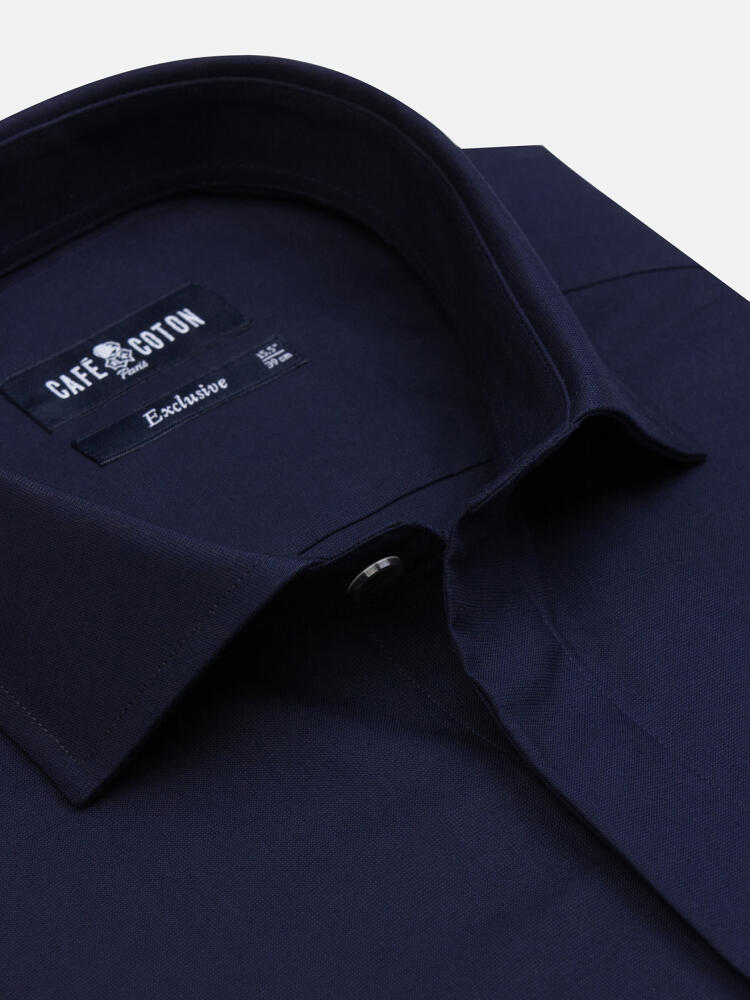 Alban slim fit shirt with hidden throat - Navy