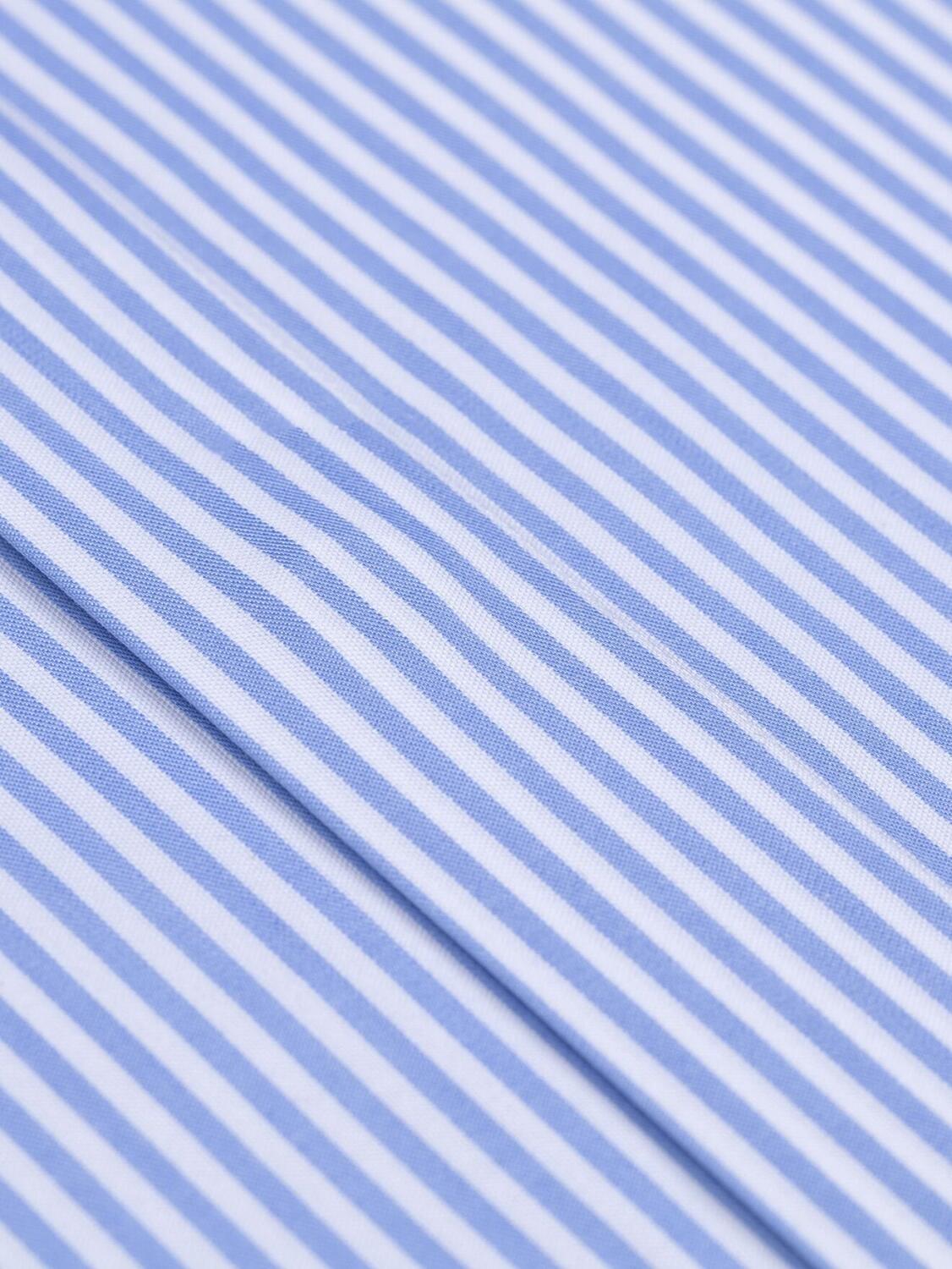 Barney sky blue stripe slim fit shirt  - Hidden Placket