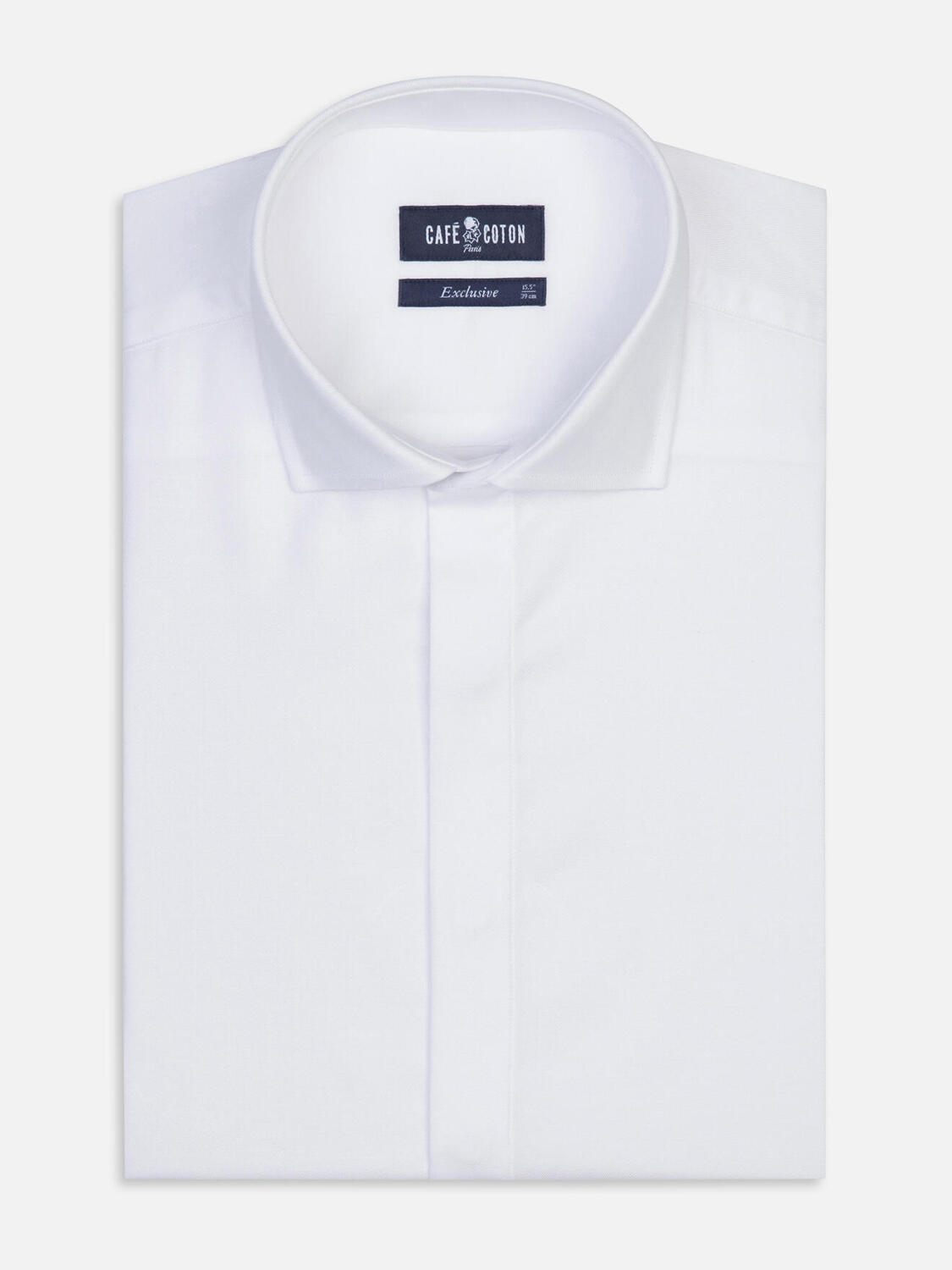 Bolton slim fit shirt white en coton & lyocell   - Hidden placket
