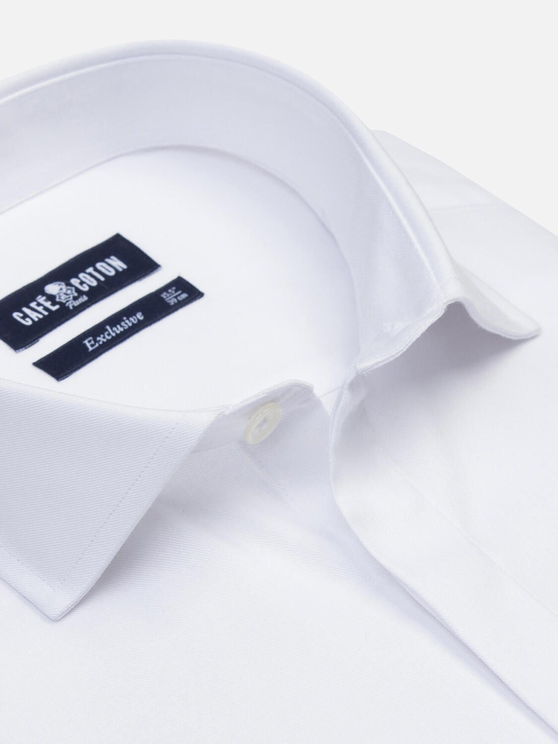 Bolton slim fit shirt white en coton & lyocell   - Hidden placket