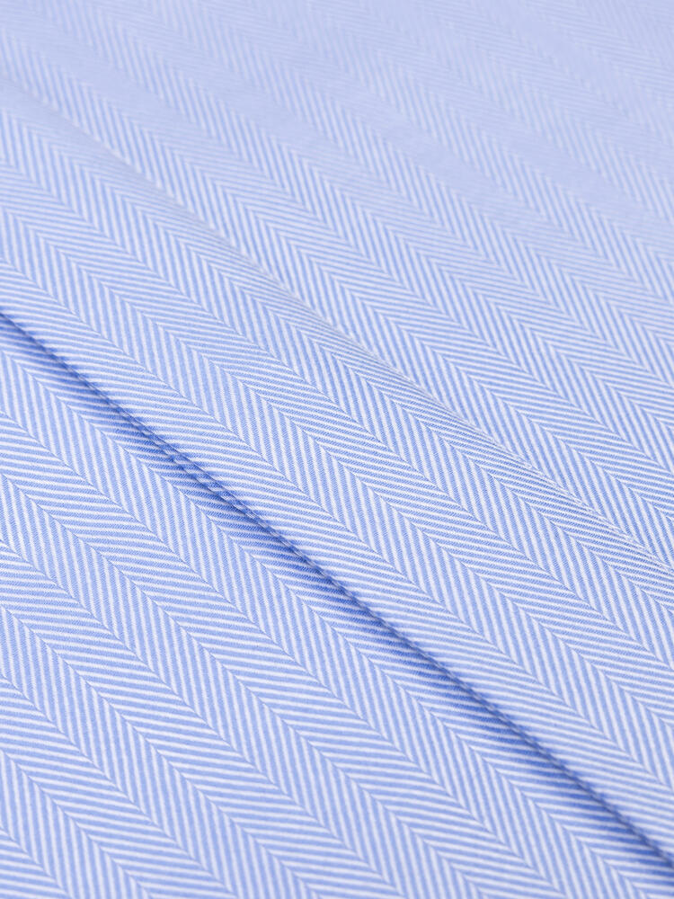 Herringbone slim fit shirt - Blue sky - Hidden Placket