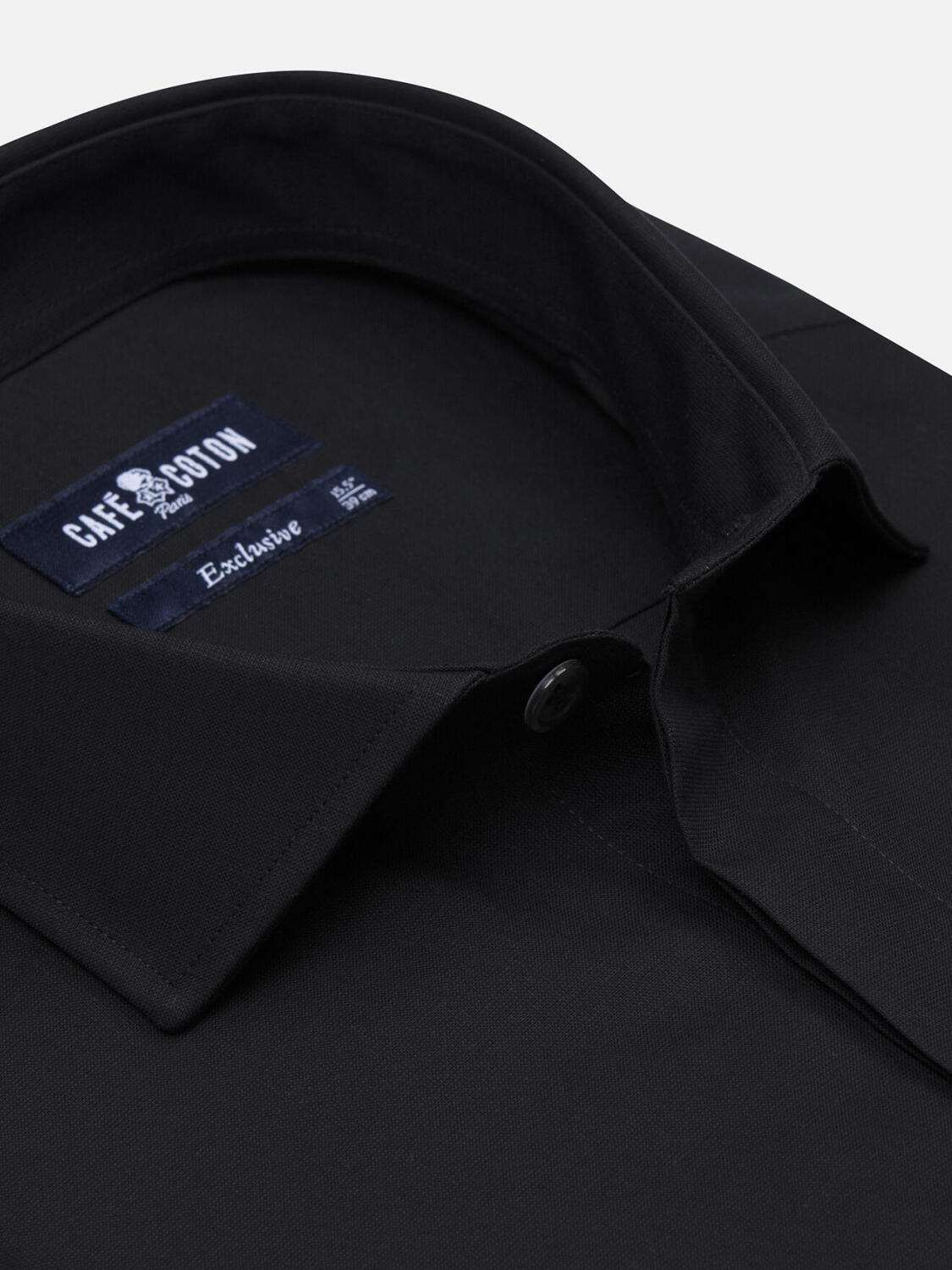 Ellis schwarz mikro-oxford Hemd - Slim Fit - Verdeckter Knopfleiste