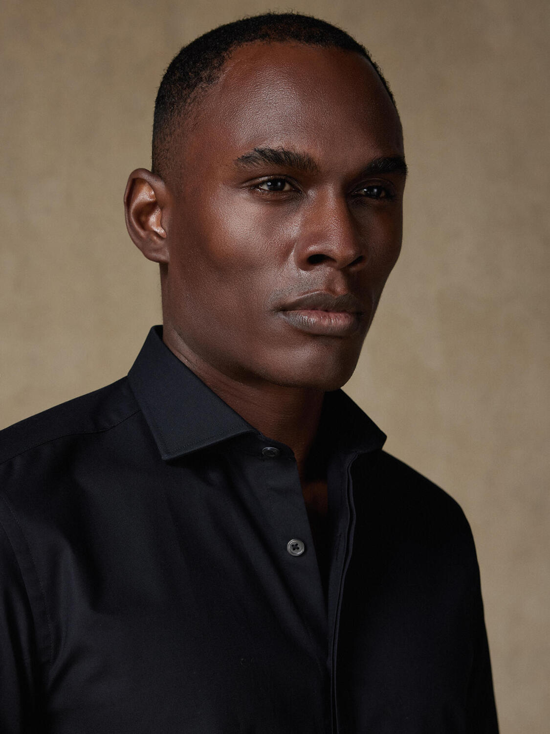 Ellis schwarz mikro-oxford Hemd - Slim Fit - Verdeckter Knopfleiste