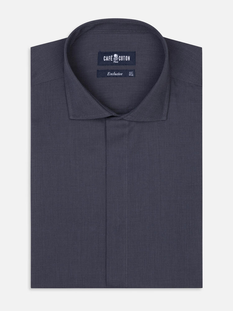End on end charcoal slim fit shirt