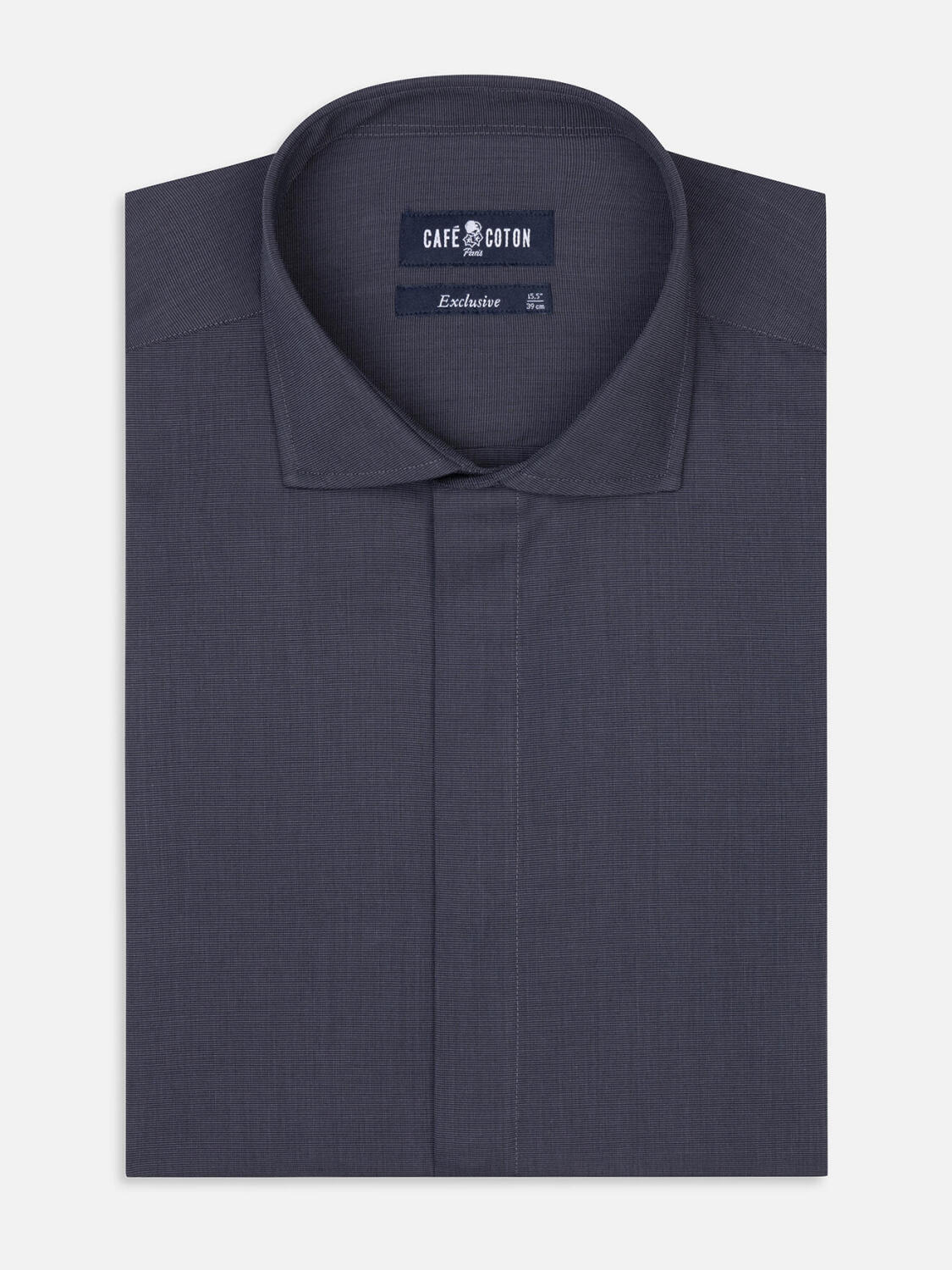 Camicia slim fit end-on-end antracite