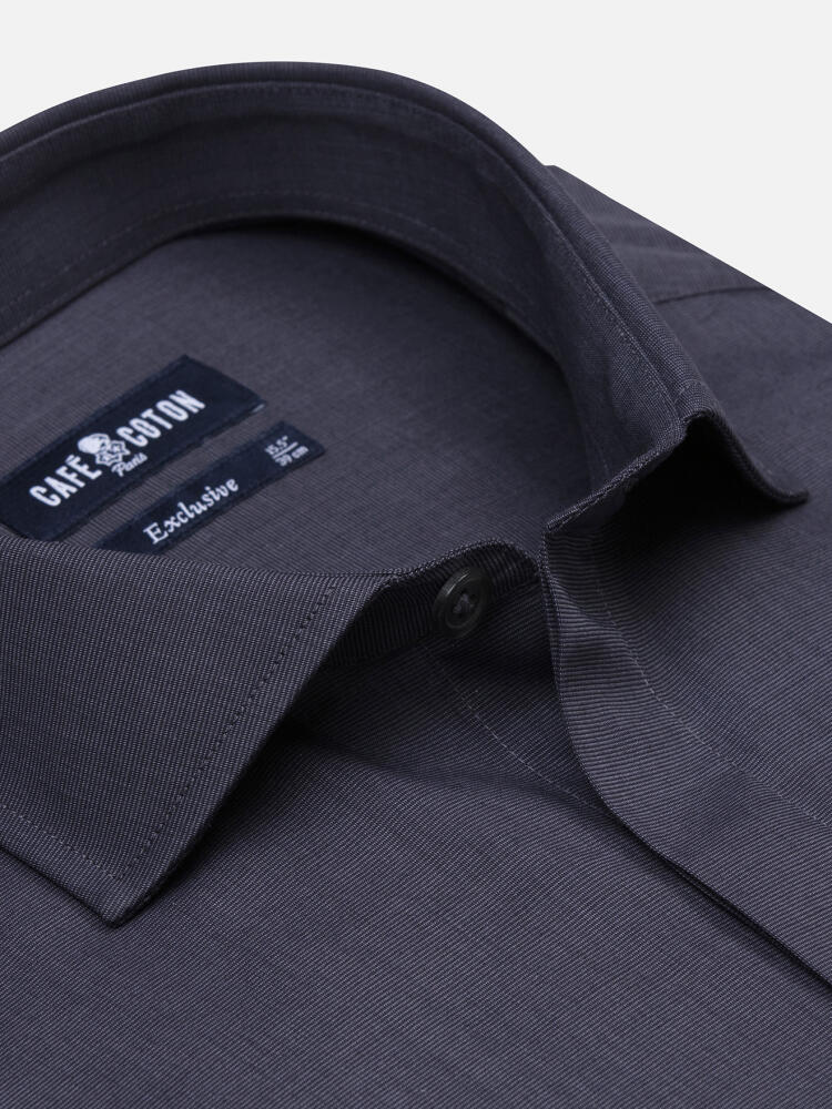 End on end charcoal slim fit shirt