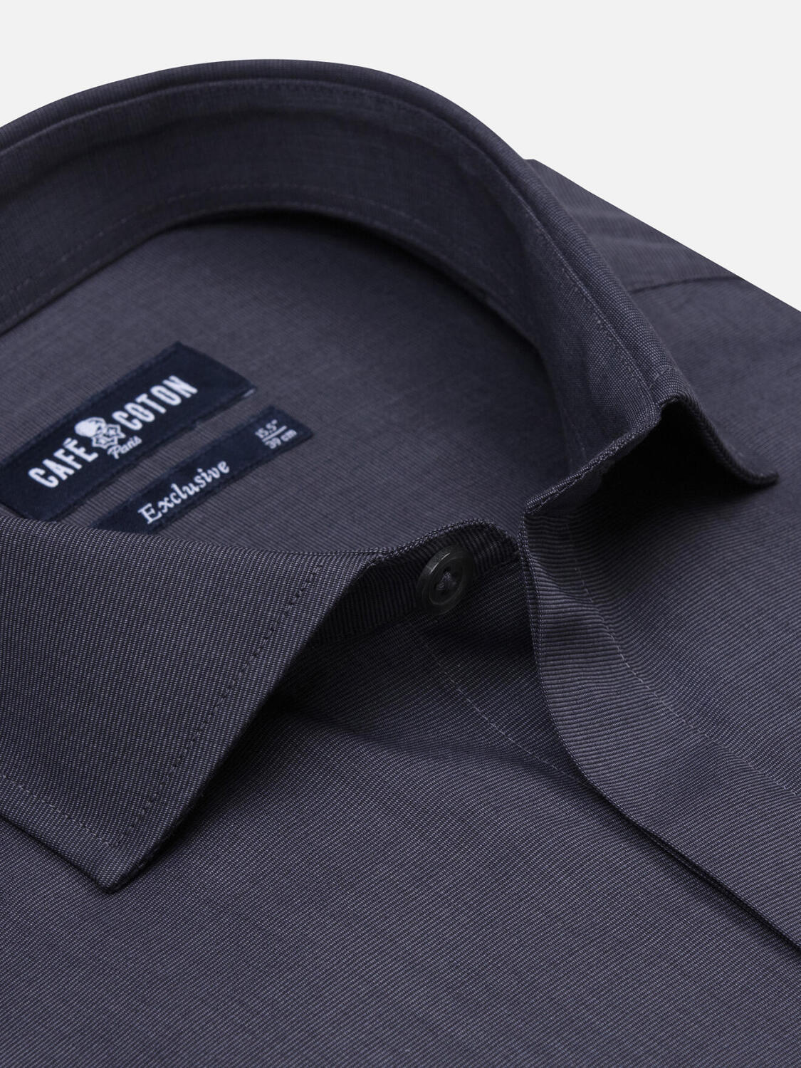 Camicia slim fit end-on-end antracite