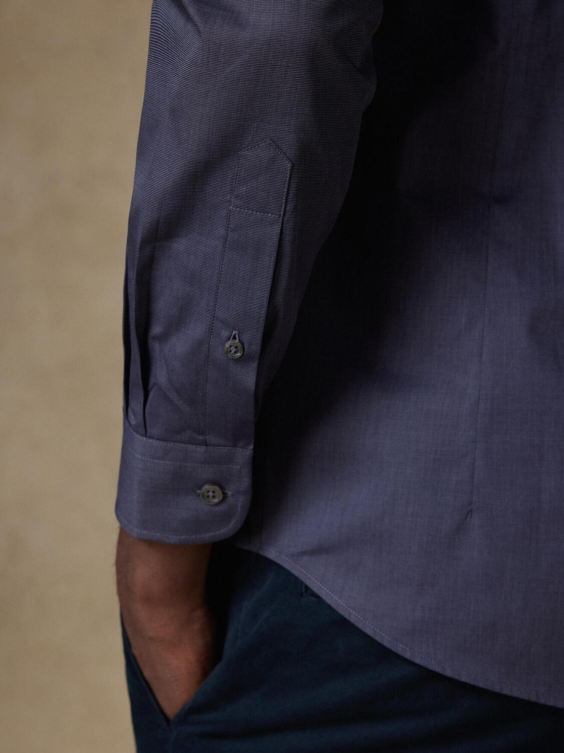 Camicia slim fit end-on-end antracite