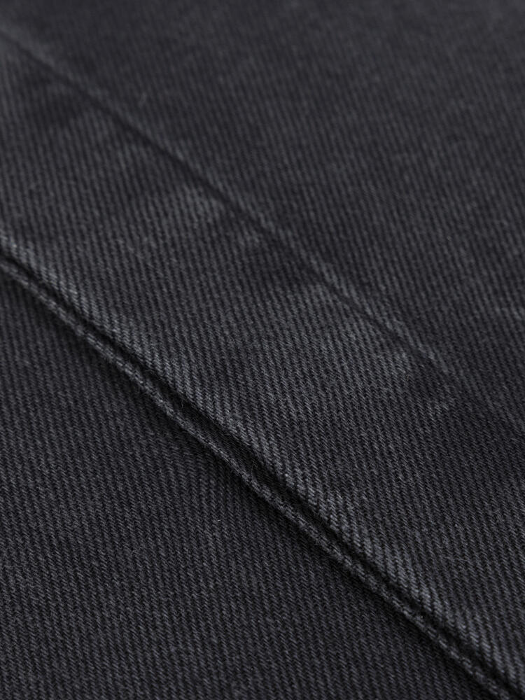 Camicia slim fit slim fit Gustav in denim nero  - Abbottonatura nascosta