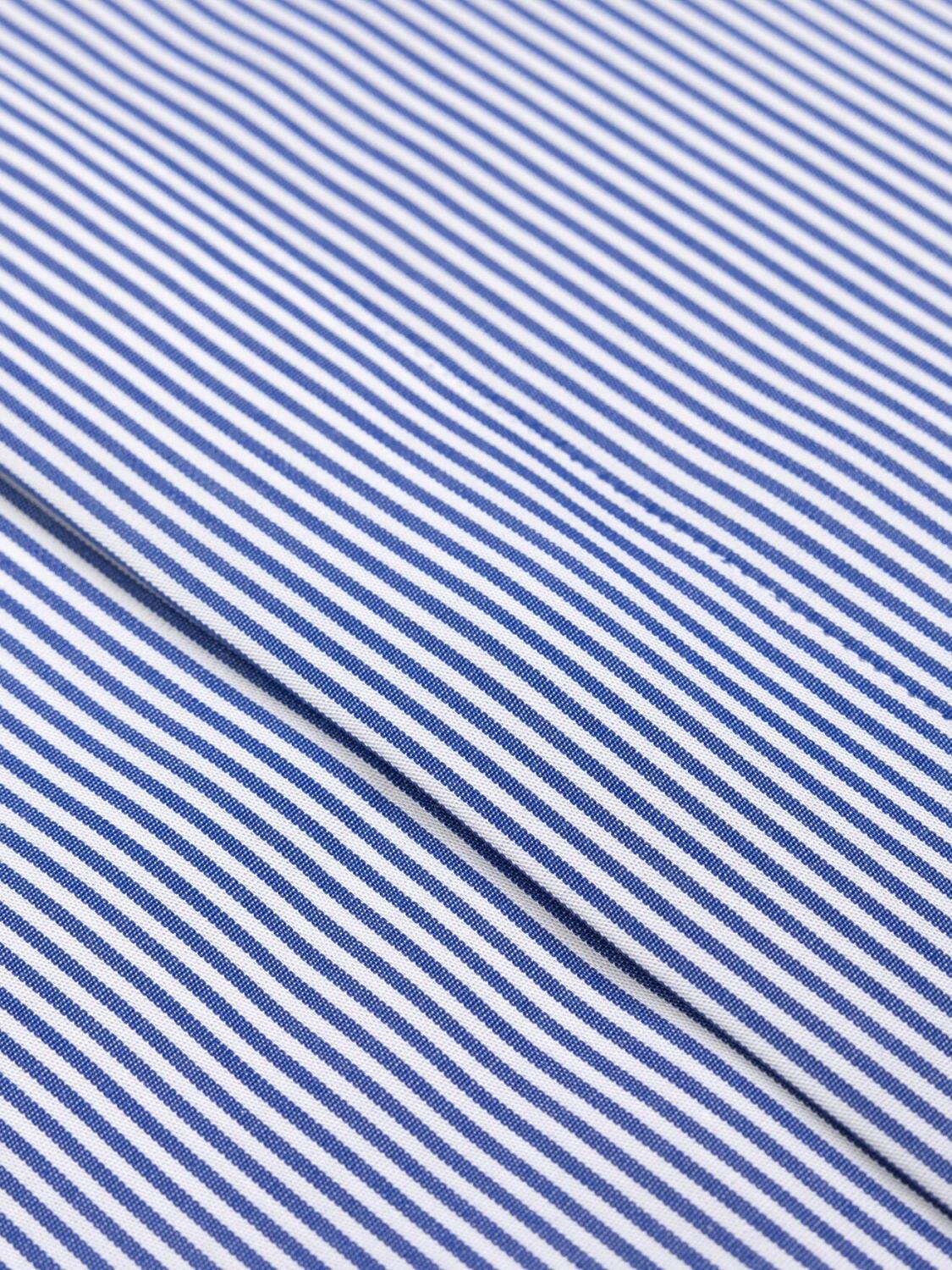 Camicia slim Menthon a righe blu scuro - Abbottonatura nascosta
