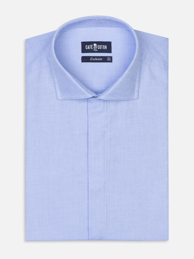 Sky oxford slim fit shirt - Hidden Placket