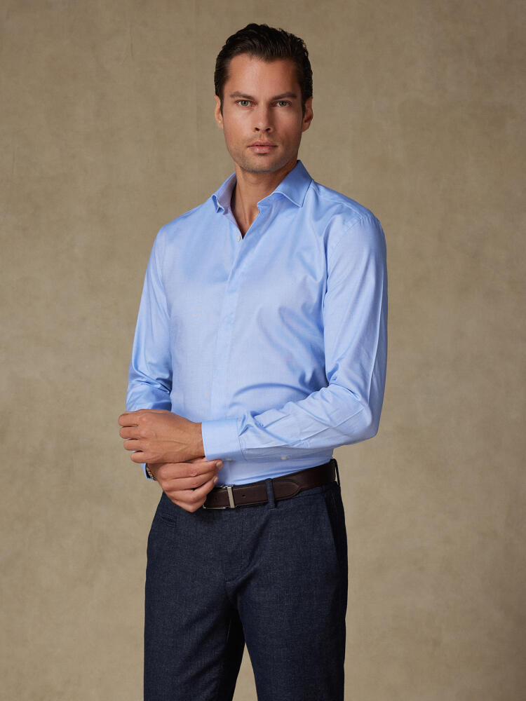 Sky oxford slim fit shirt - Hidden Placket