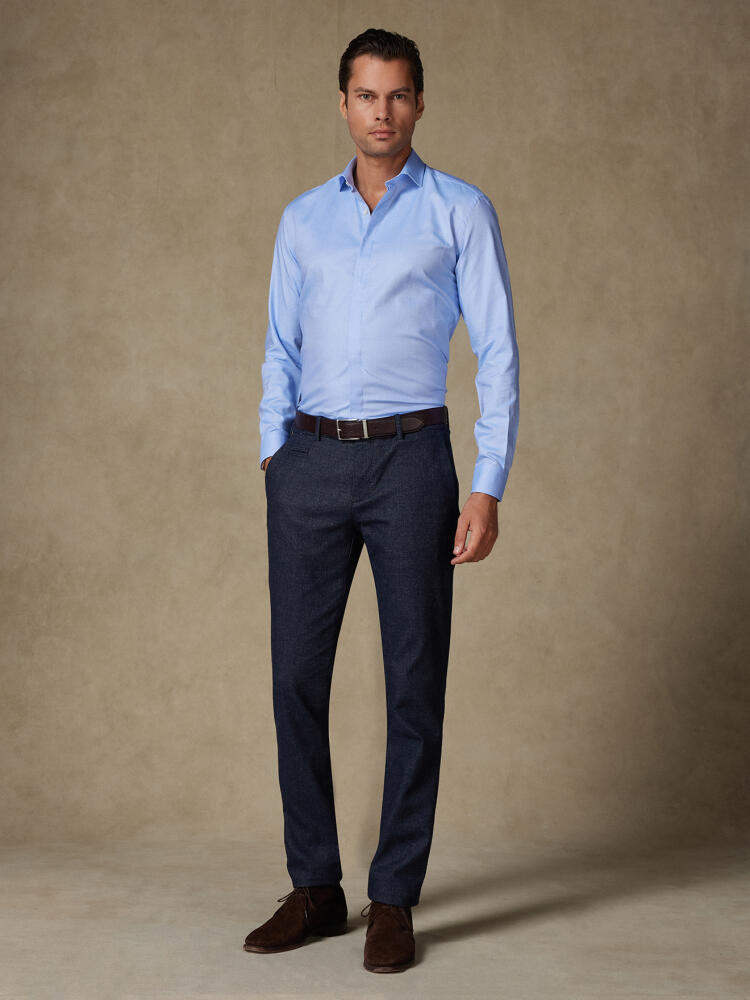 Sky oxford slim fit shirt - Hidden Placket