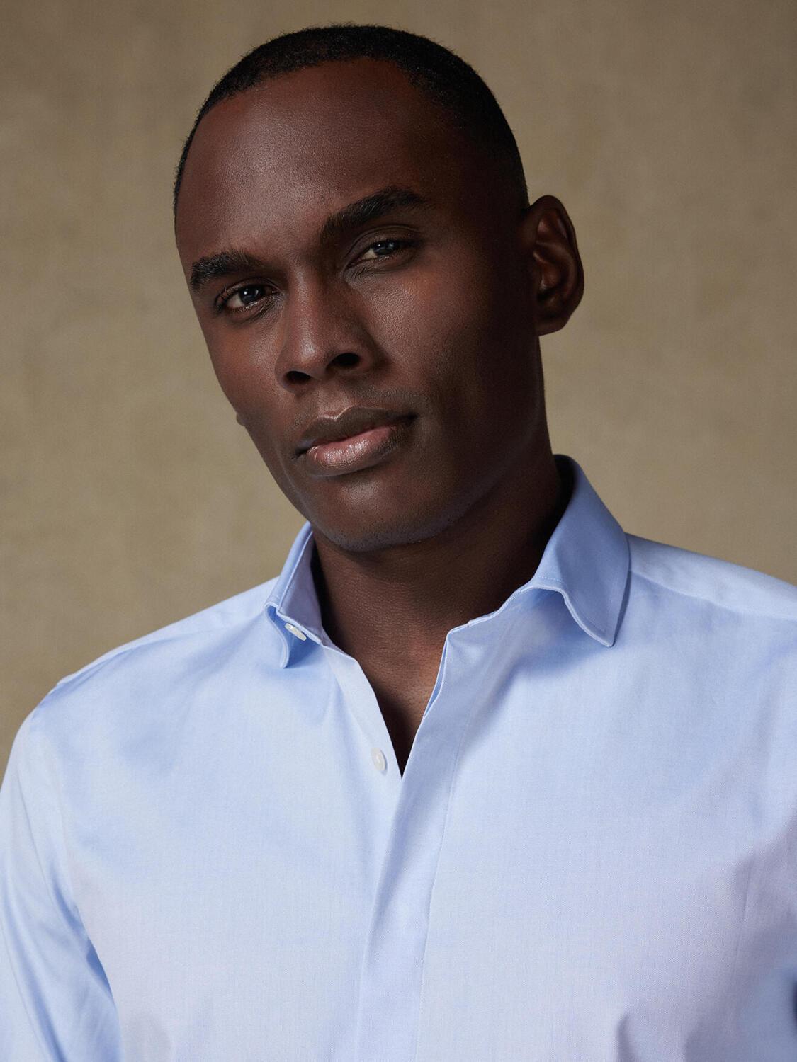 Sky pin point slim fit shirt  - Hidden Placket