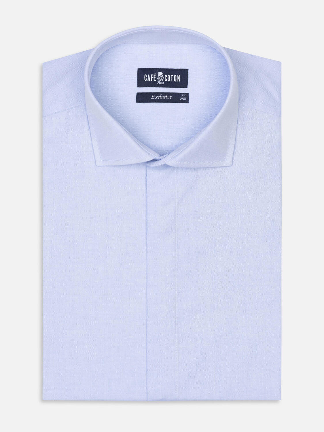 Sky pin point slim fit shirt  - Hidden Placket